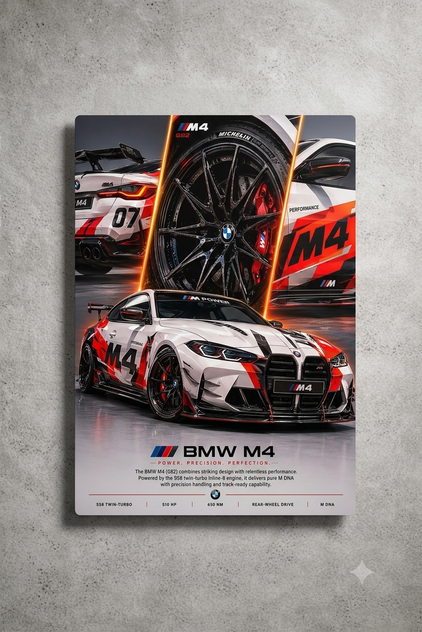 "Power. Precision. Perfection." – BMW M4 Metal Poster