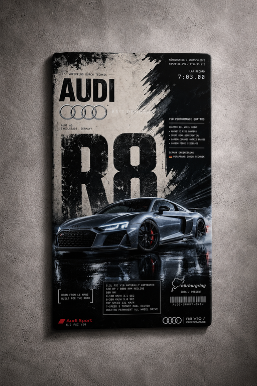 "Nordschleife Legend" – Audi R8 Metal Poster