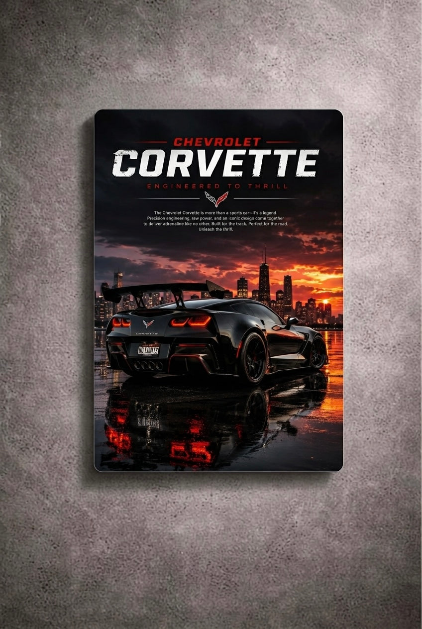 "Engineered To Thrill" – Chevrolet Corvette Metal Poster