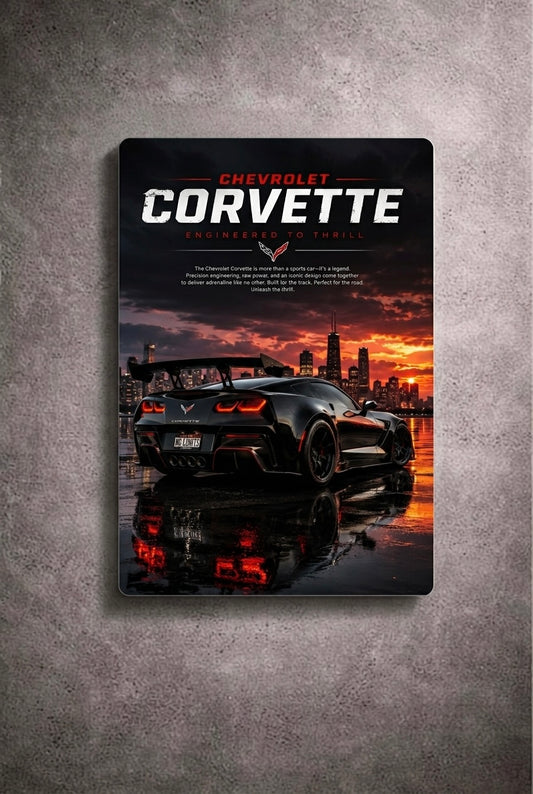 "Engineered To Thrill" – Chevrolet Corvette Metal Poster