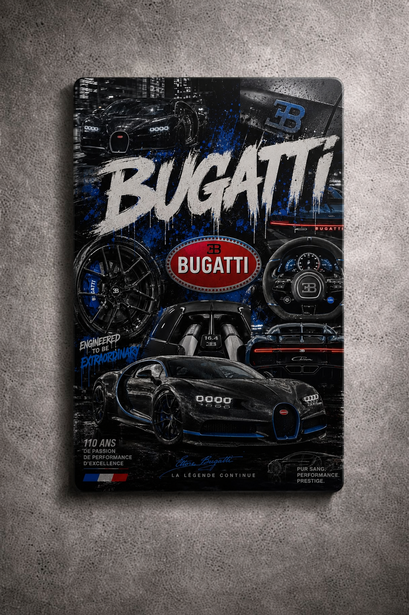 "Born To Dominate" – Bugatti Chiron Metal Poster