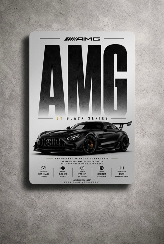 "Engineered Without Compromise" – Mercedes-AMG GT Black Series Metal Poster