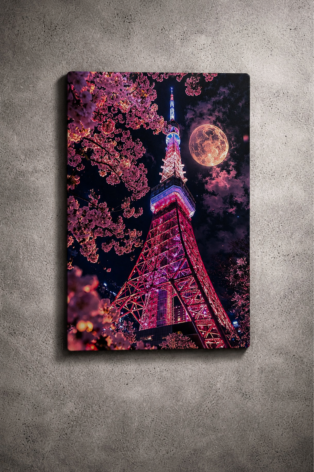 "Crimson Bloom" – Tokyo Tower Metal Poster