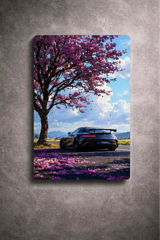 "Cherry Blossom Drive" – Mercedes-AMG GT Metal Poster