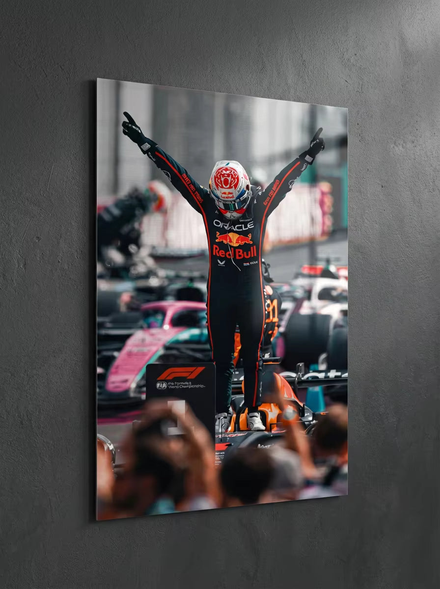 "The Final Overtake" – Max Verstappen Metal Poster