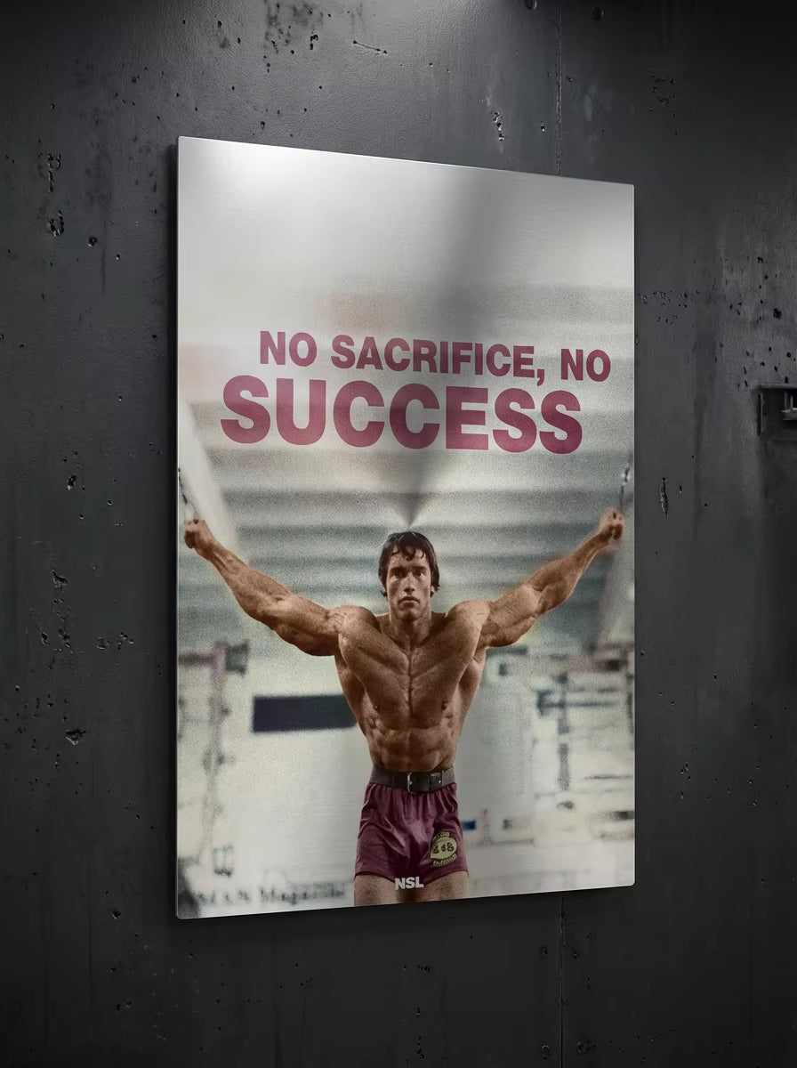 "No Sacrifice, No Success" – Classic Bodybuilding Metal Poster
