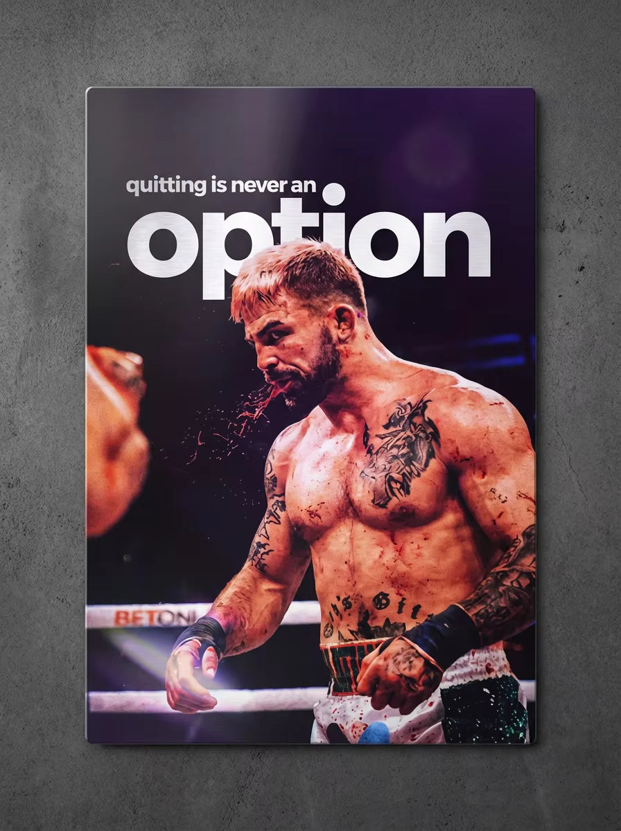 "Never an Option" – Motivation Metal Poster