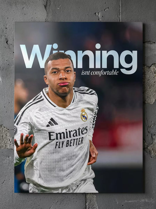 "Winning Isn't Comfortable" – Mbappé Madrid Metal Poster