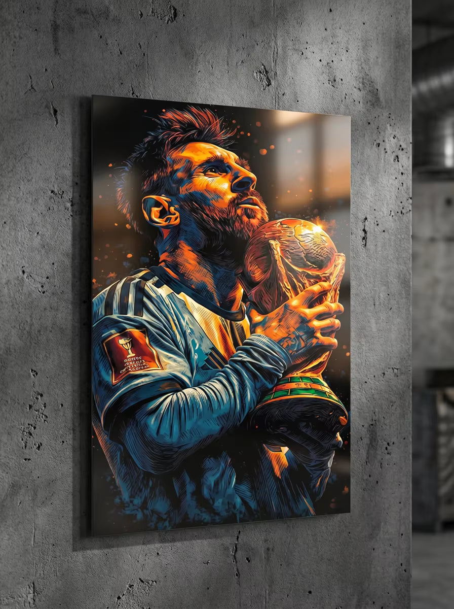 "Golden Redemption" – Messi Argentina World Champion Metal Poster