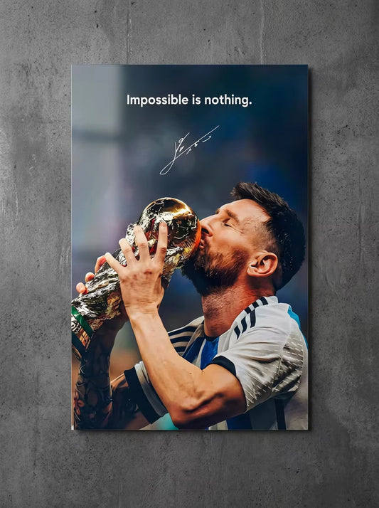 "Impossible Is Nothing" – Messi World Champion Metal Poster