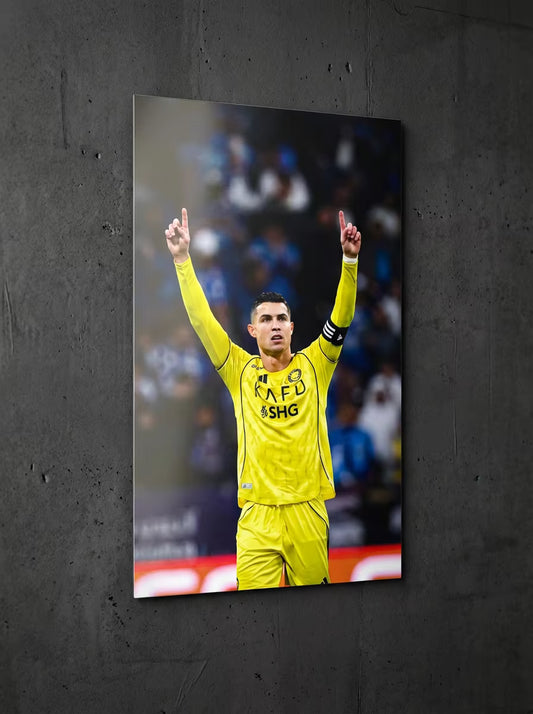 "King in Yellow" – Cristiano Ronaldo Al Nassr Edition Metal Poster